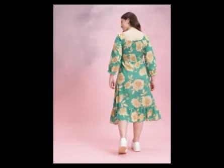 Floral Print Puff Sleeve Fit & Flare Dress (3)