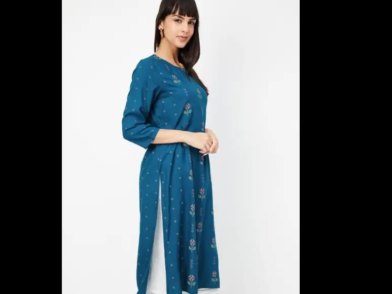 Ethnic Motifs Embroidered Thread Work Straight Kurta (2)