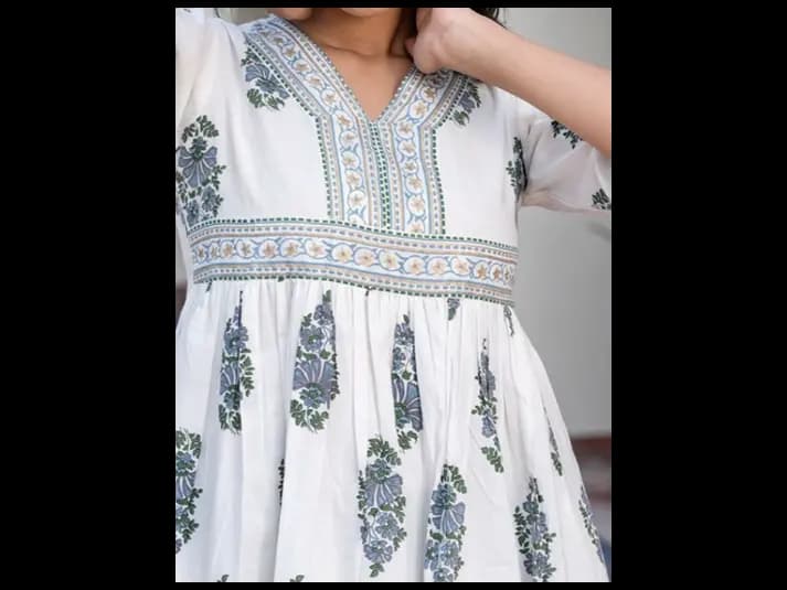 Women Floral Printed Pure Cotton A-Line Midi Dress (3)