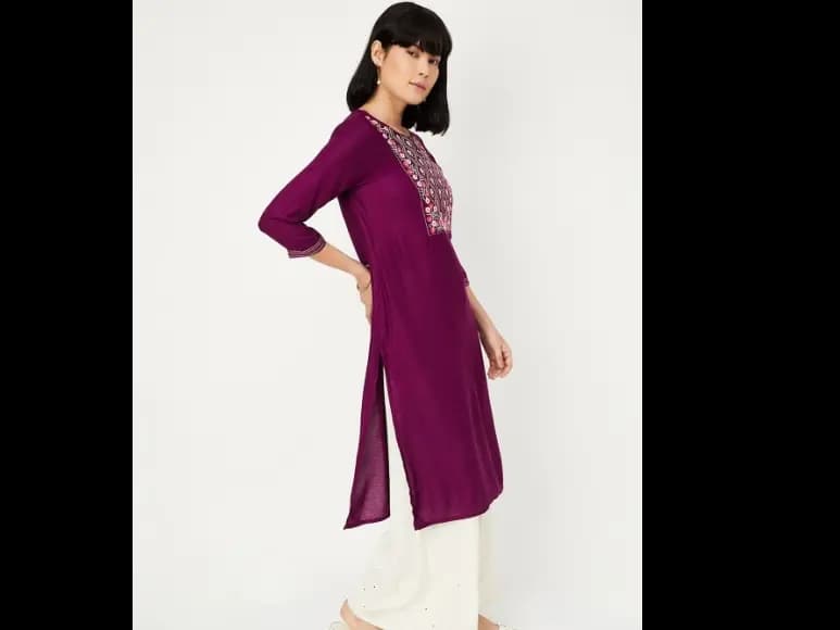 Embroidered Thread Work Straight Kurta (2)