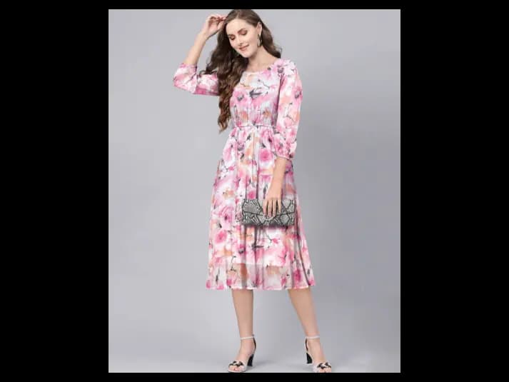 Floral Print Fit & Flare Dress (2)