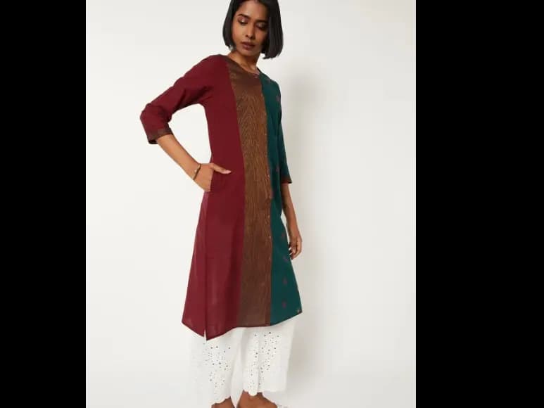 Women Colourblocked Daily Cotton Straight Kurta (3)