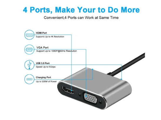 4 in 1 Type-C To HDMI   VGA   USB 3.0   USB-C (A Grade) (2)