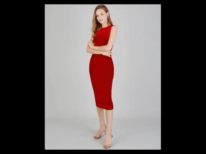Women Round-Neck Bodycon Dress (3)