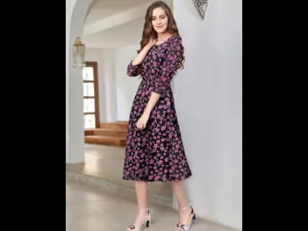 Women Floral Print Fit & Flare Dress (2)