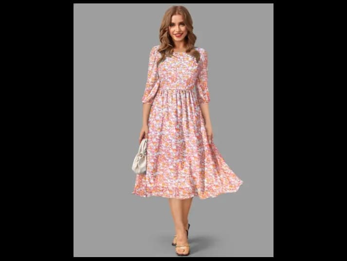 Women Floral Print Fit & Flare Dress (2)