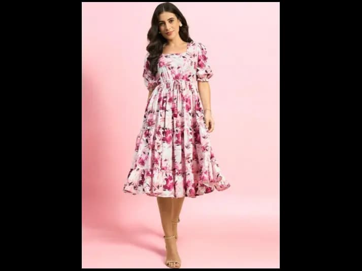 Floral Printed Three Tied Dress