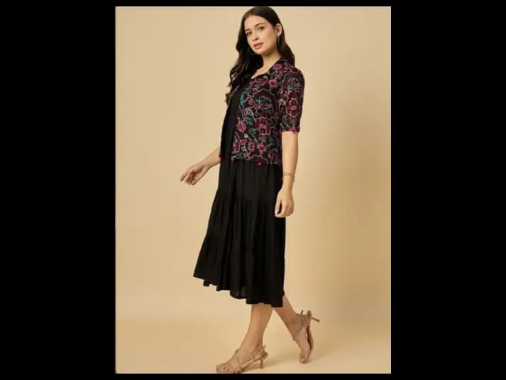 Fit & Flare Midi Dress With Jacket (2)