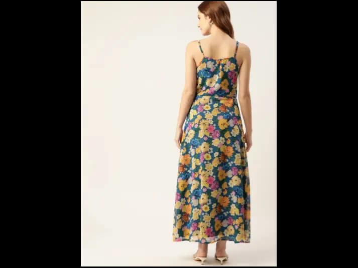 Blue & Yellow Floral Maxi Dress (4)