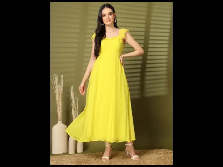 Women Fit & Flare Lace-Up Maxi Dress (2)