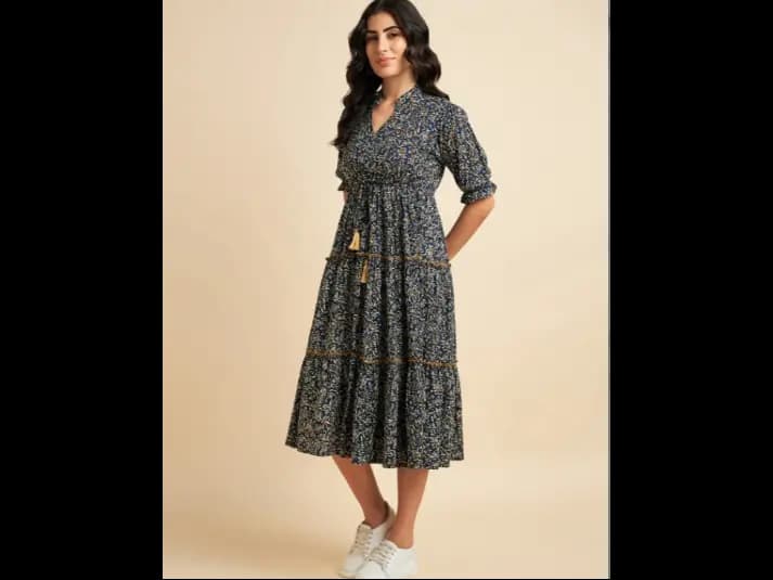 V-Neck Empire Midi Dress (3)