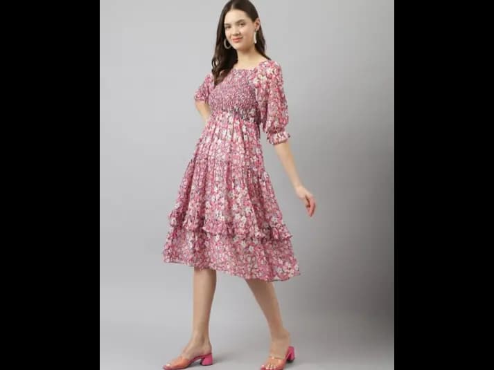 Floral Print Fit & Flare Dress (2)
