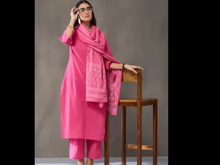 Women Ethnic Motifs Regular Pure Cotton Kurta with Palazzos & With Dupatta (2)