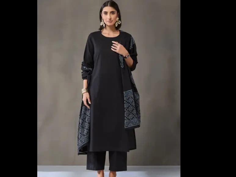 Women Ethnic Motifs Regular Pure Cotton Kurta with Trousers & With Dupatta