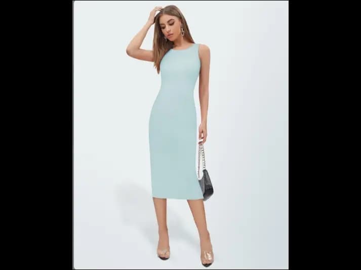 Women Round-Neck Bodycon Dress (3)