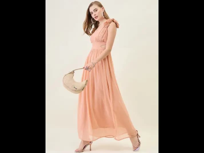 Women Georgette Fit & Flare Maxi Dress (2)
