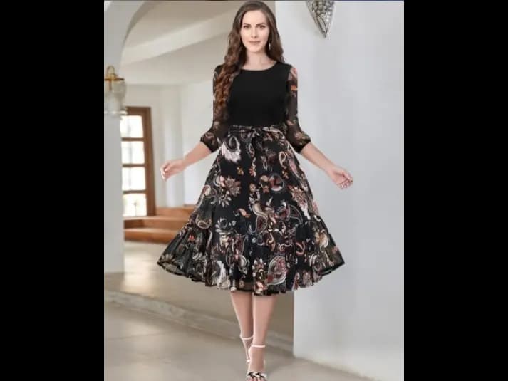 Paisley Print Fit & Flare Dress