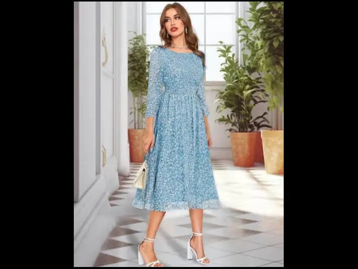 Women Floral Print Fit & Flare Dress (2)