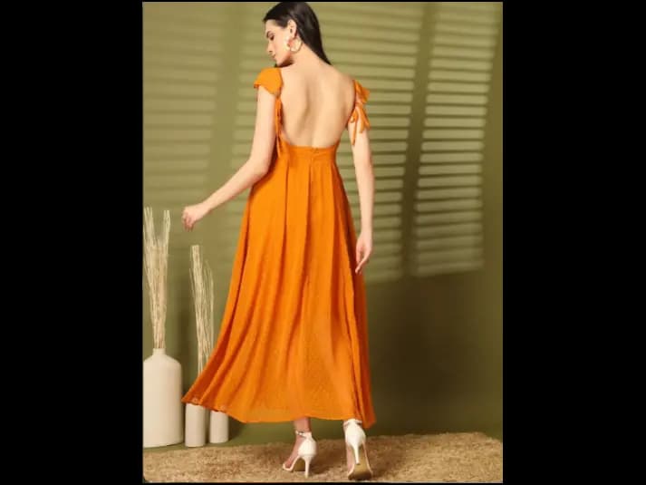 Women Square Neck Fit & Flare Maxi Dress (4)