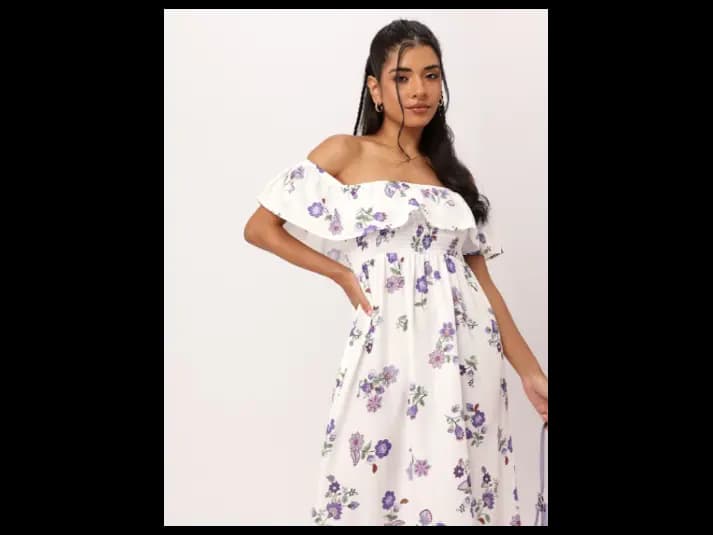 Holiday Chic Off-Shoulder Appeal Smocked Maxi Dress (4)