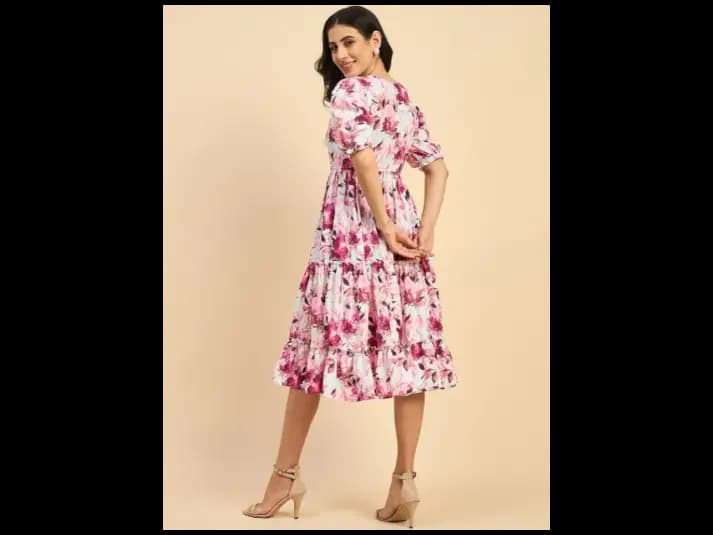 Floral Printed Three Tied Dress (5)