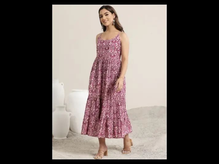Women Print Fit & Flare Midi Dress (3)
