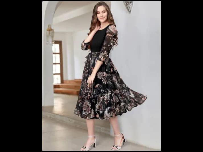 Paisley Print Fit & Flare Dress (3)