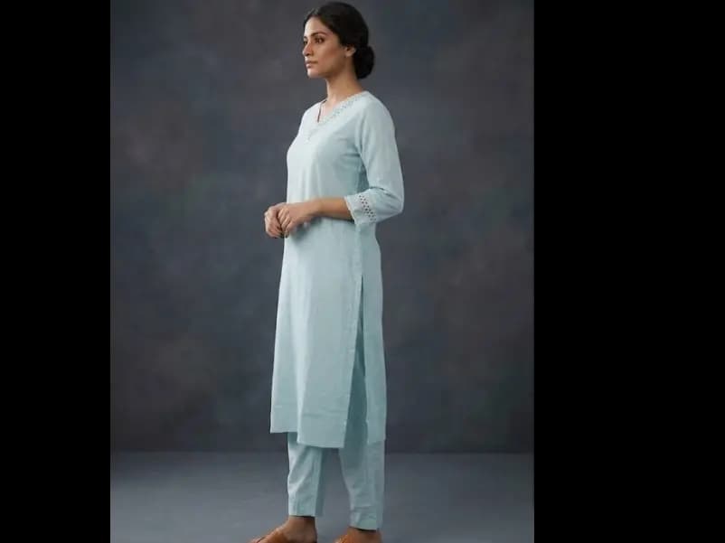 Smart Regular Thread Work Kurta with Trousers (2)
