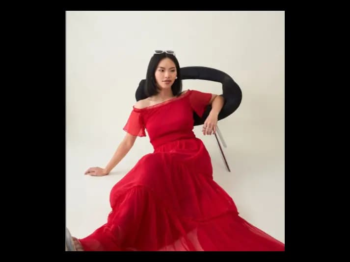Women Off-Shoulder Layered Chiffon Maxi Dress (5)