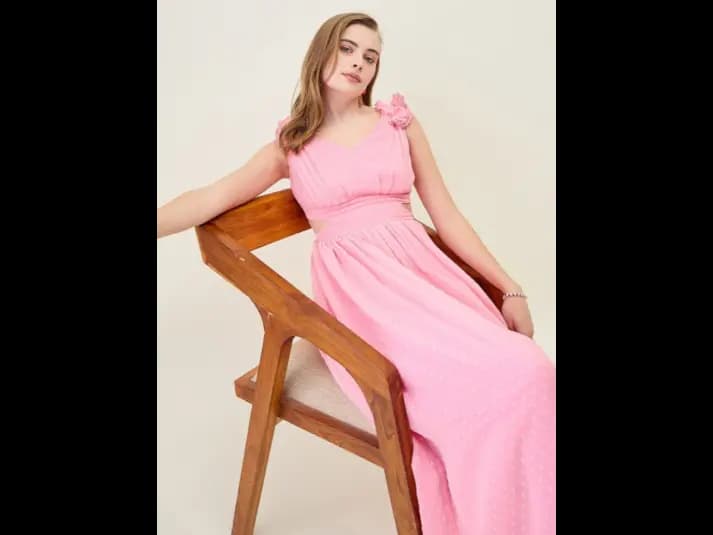Self Design Georgette Fit & Flare Maxi Dress (4)