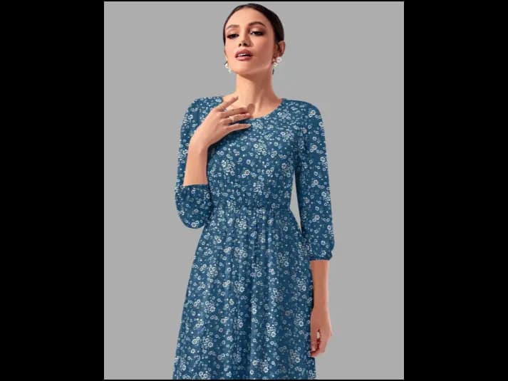Women Floral Print Fit & Flare Dress (2)