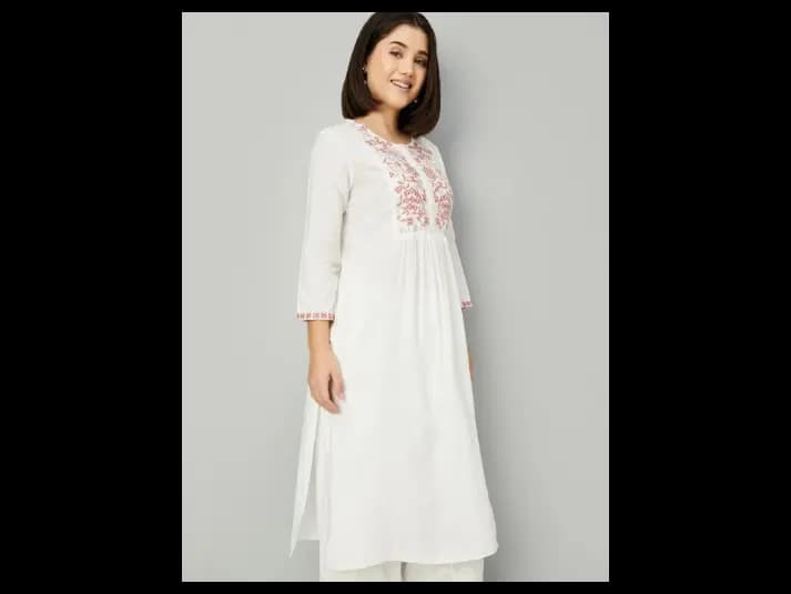 Floral Yoke Design Thread Work A-Line Kurta (4)