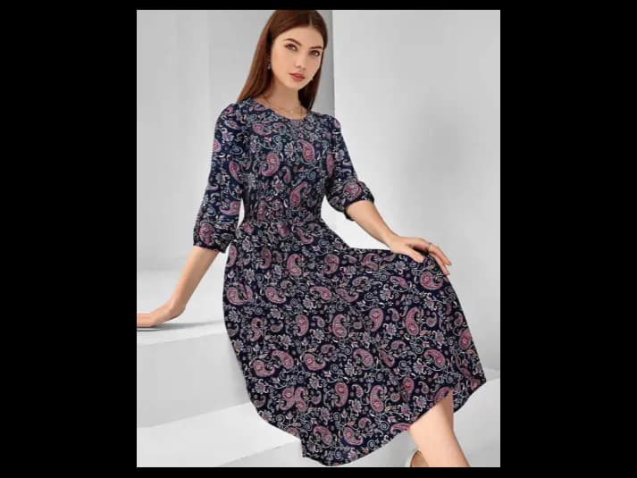 Women Paisley Print A-Line Dress (3)
