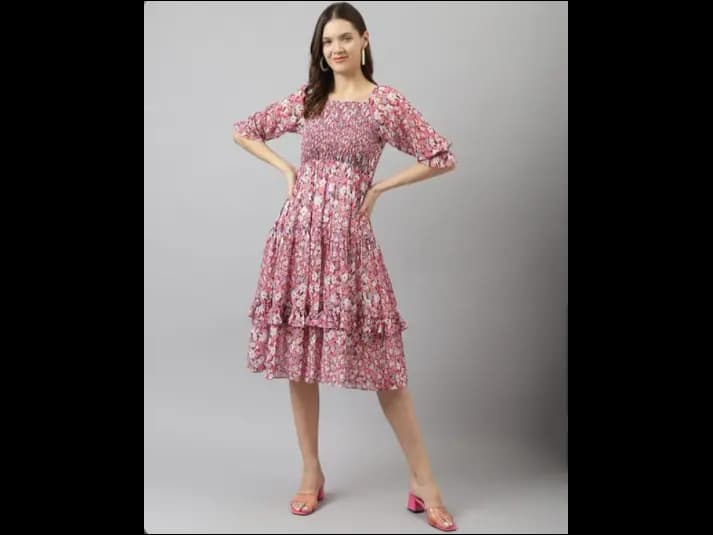 Floral Print Fit & Flare Dress