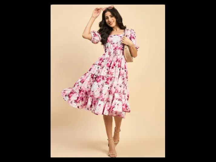Floral Printed Three Tied Dress (2)