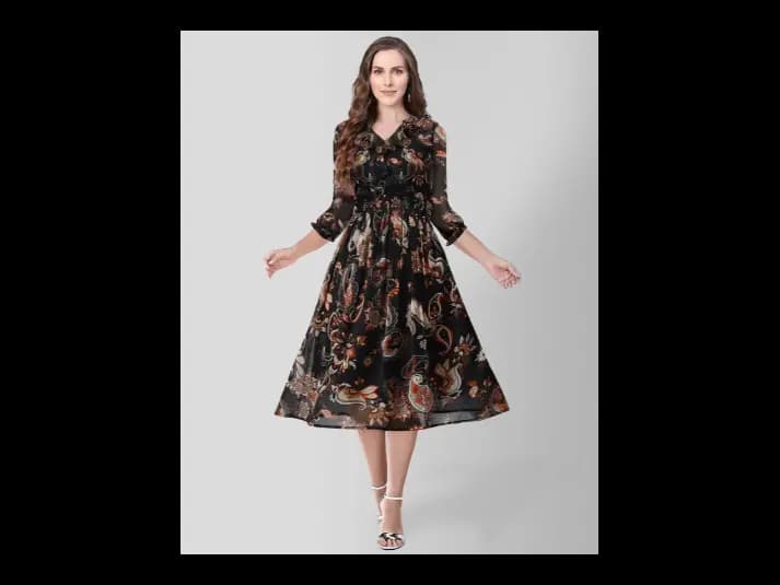 Women Paisley Print Fit & Flare Dress (2)