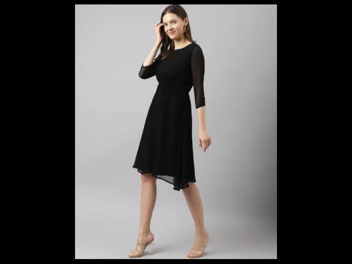 Round-Neck Fit & Flare Dress (2)