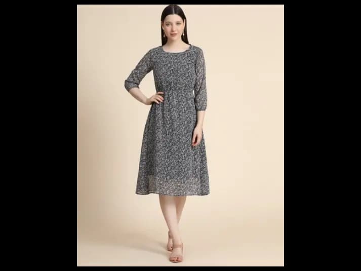 Striped Fit & Flare Dress (2)