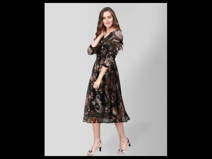 Women Paisley Print Fit & Flare Dress (3)
