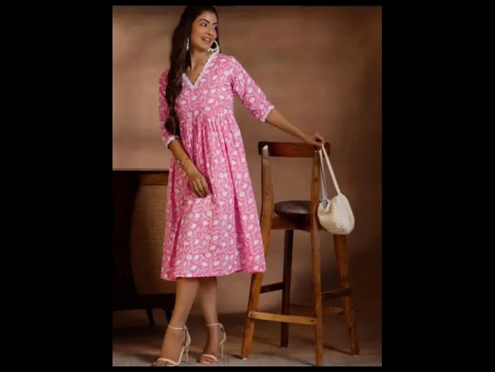 Ethnic Motifs Printed A-Line Midi Dress