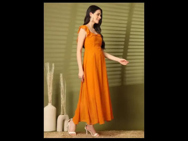 Women Square Neck Fit & Flare Maxi Dress (2)