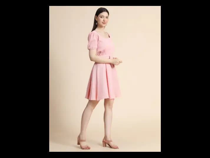 Fit & Flare Dress with Waist Tie-Up (5)