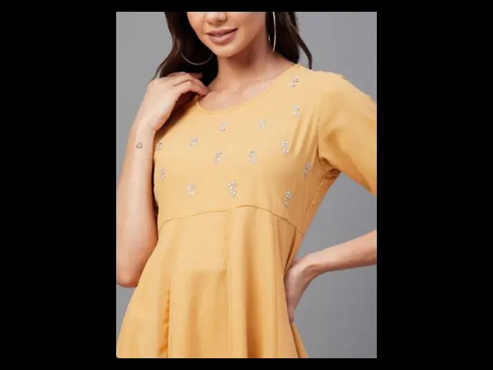 Yellow Georgette Empire Midi Dress (4)