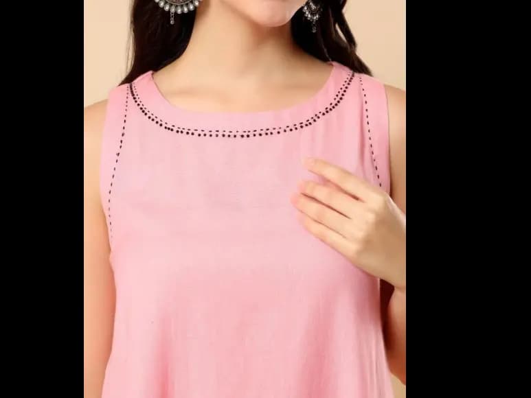 Round Neck Sleeveless Kurta With Trousers (2)