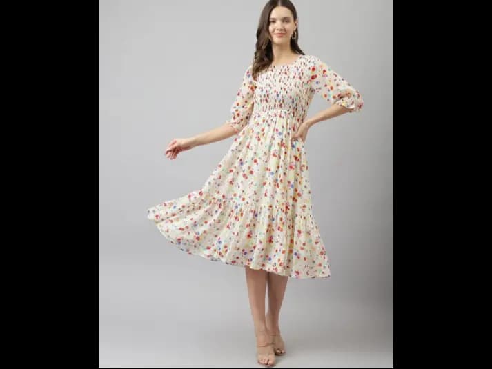 Polka-Dot Print Fit & Flare Dress