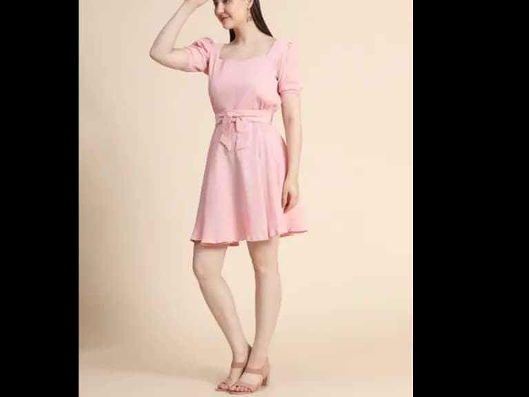 Fit & Flare Dress with Waist Tie-Up (6)