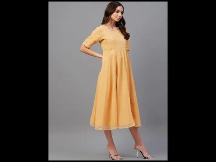 Yellow Georgette Empire Midi Dress (2)