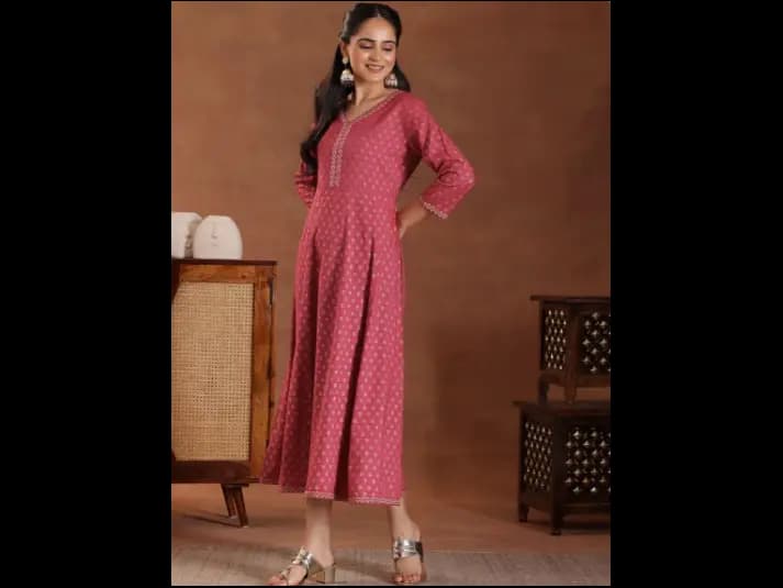 Floral Print Flared Sleeve A-Line Midi Dress (3)