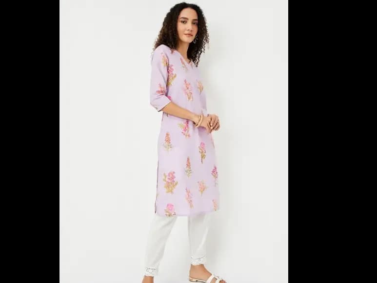 Floral Printed Cotton Straight Kurta (2)