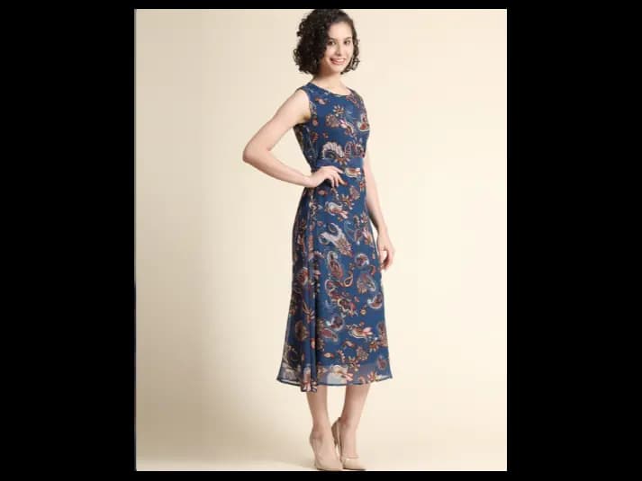 Paisley Print A-Line Dress (2)